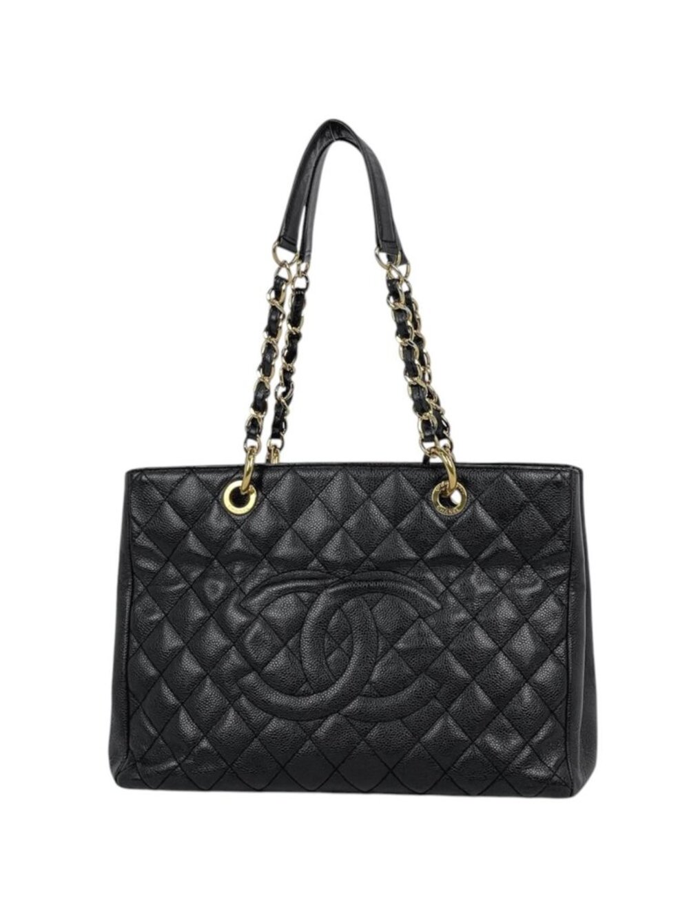 Chanel Tote Bag CC Logo Quilted Grand Shopping GST Caviar Leather Black